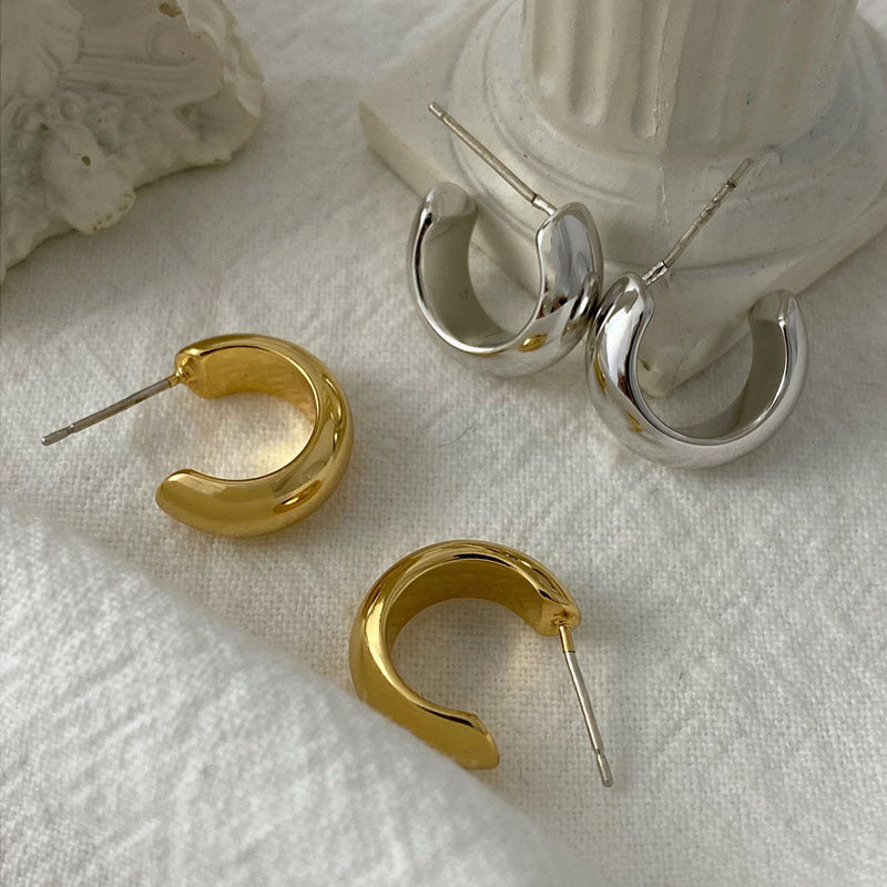 Women's Type Glossy Metal Personalized Minority Simple Textured Rings