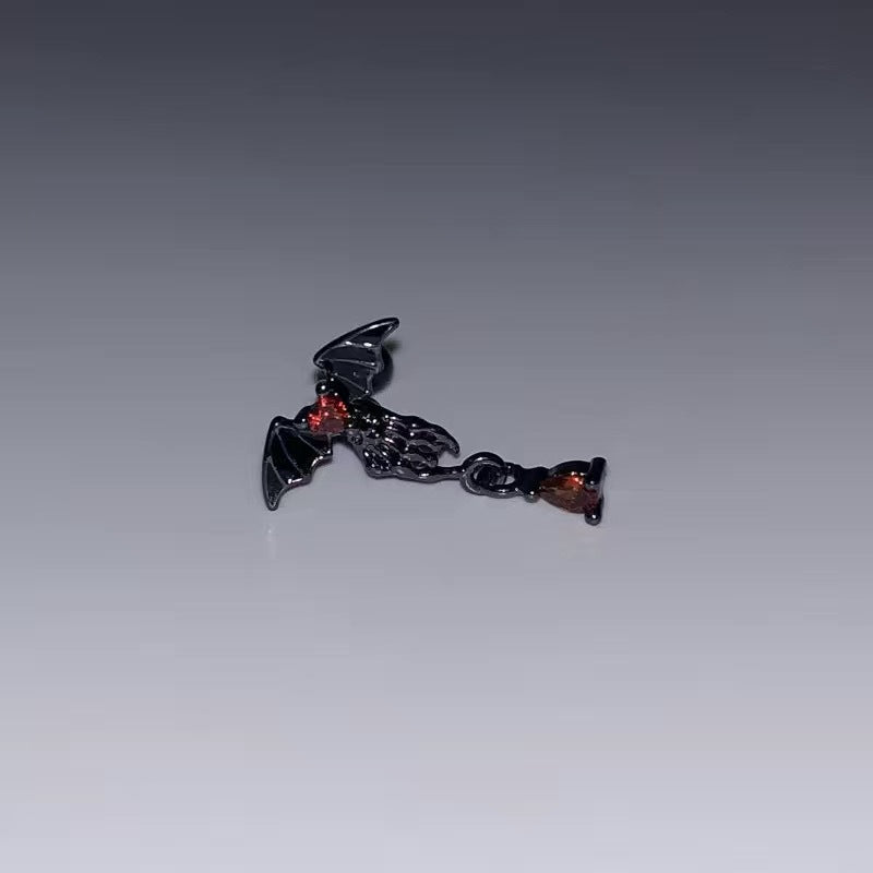 Dark Spider Jacinth Ear Bone Personality Gothic Stud Earrings