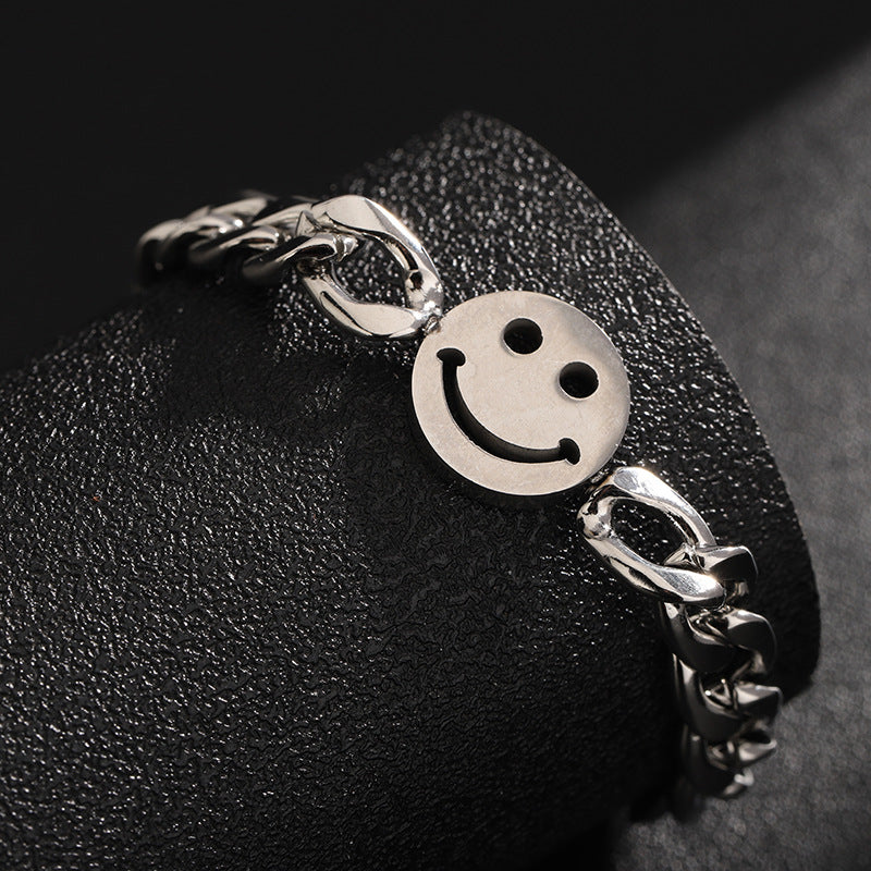 Women's & Men's Titanium Steel Smiley Minimalist Design Hip Hop Style High-grade Bracelet