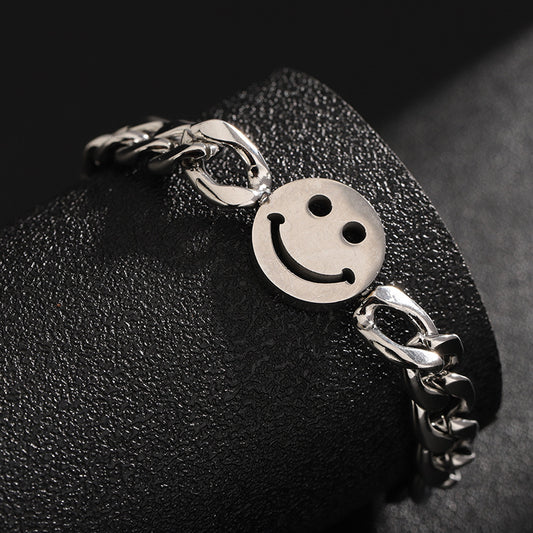 Women's & Men's Titanium Steel Smiley Minimalist Design Hip Hop Style High-grade Bracelet