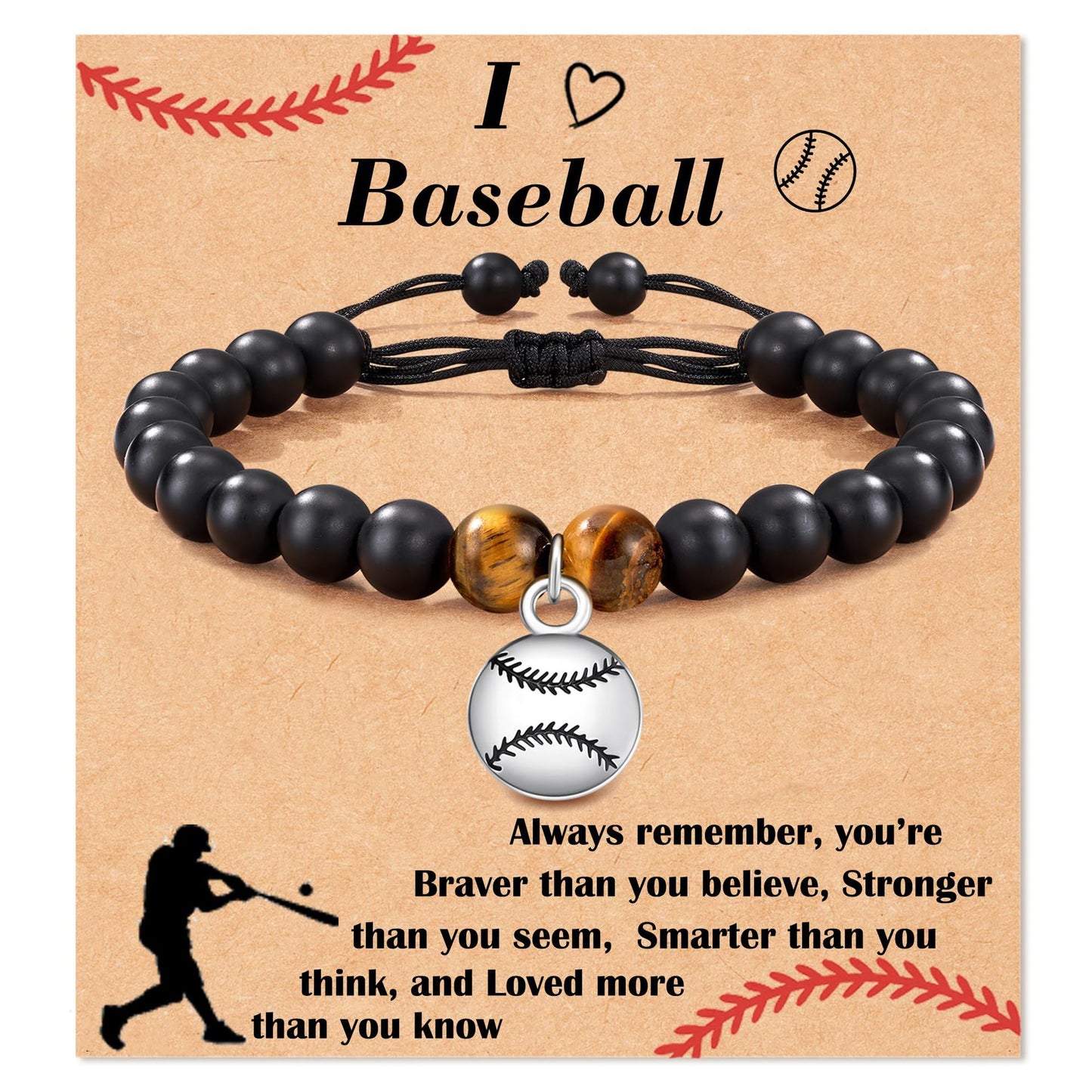 Baseball Basketball Volleyball Black Frosted Tigereye Bracelets