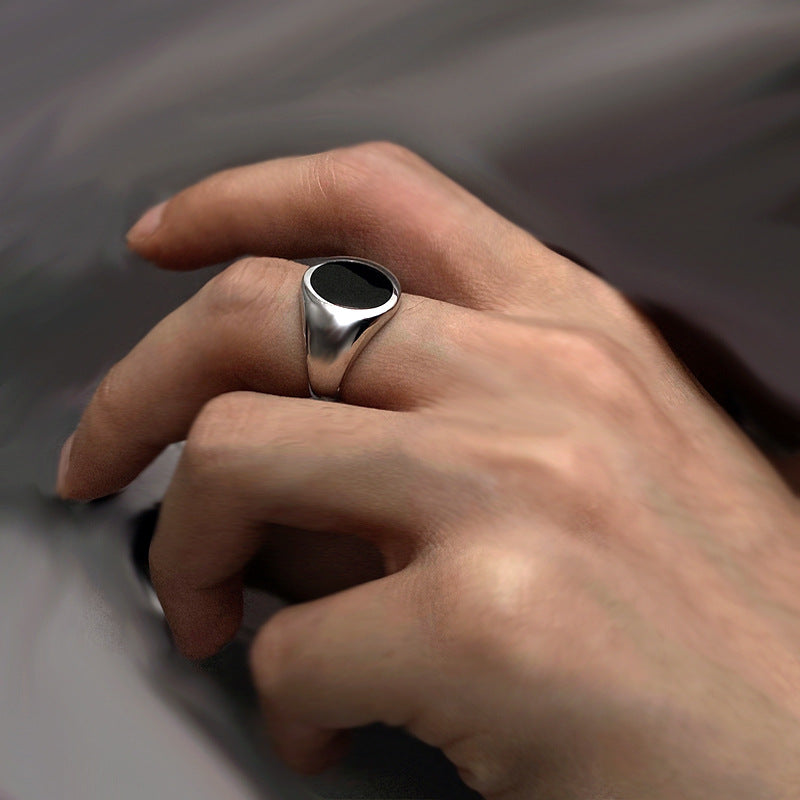 Fashion Geometry Pattern Square Round Smooth Opening Male Rings