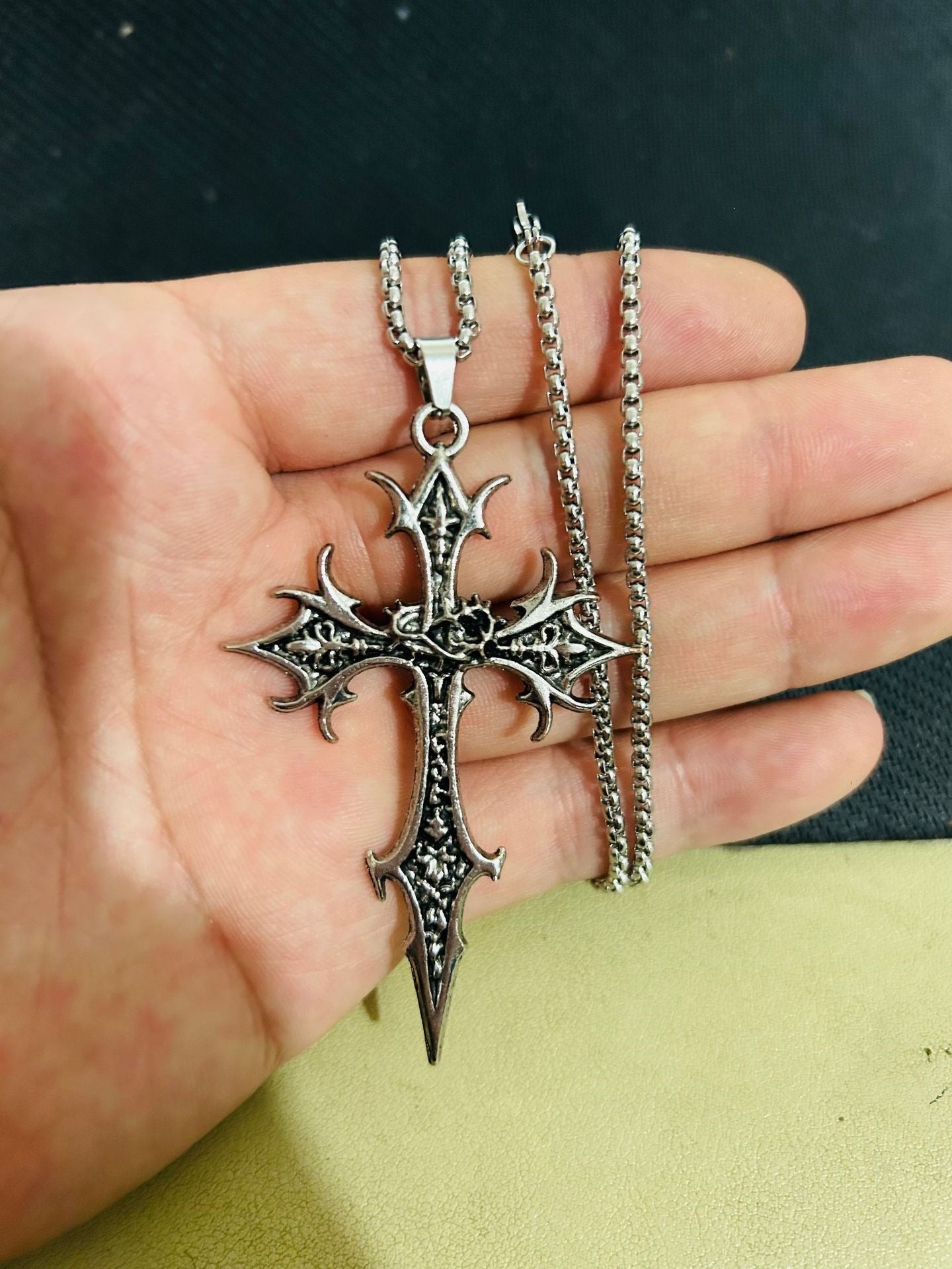 Women's & Men's Gothic Cross Alloy Ethnic Pattern Sweater Necklace