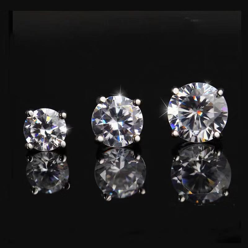Women's & Men's Zircon Bright Round Single Rhinestone Ear Simple Stud Earrings