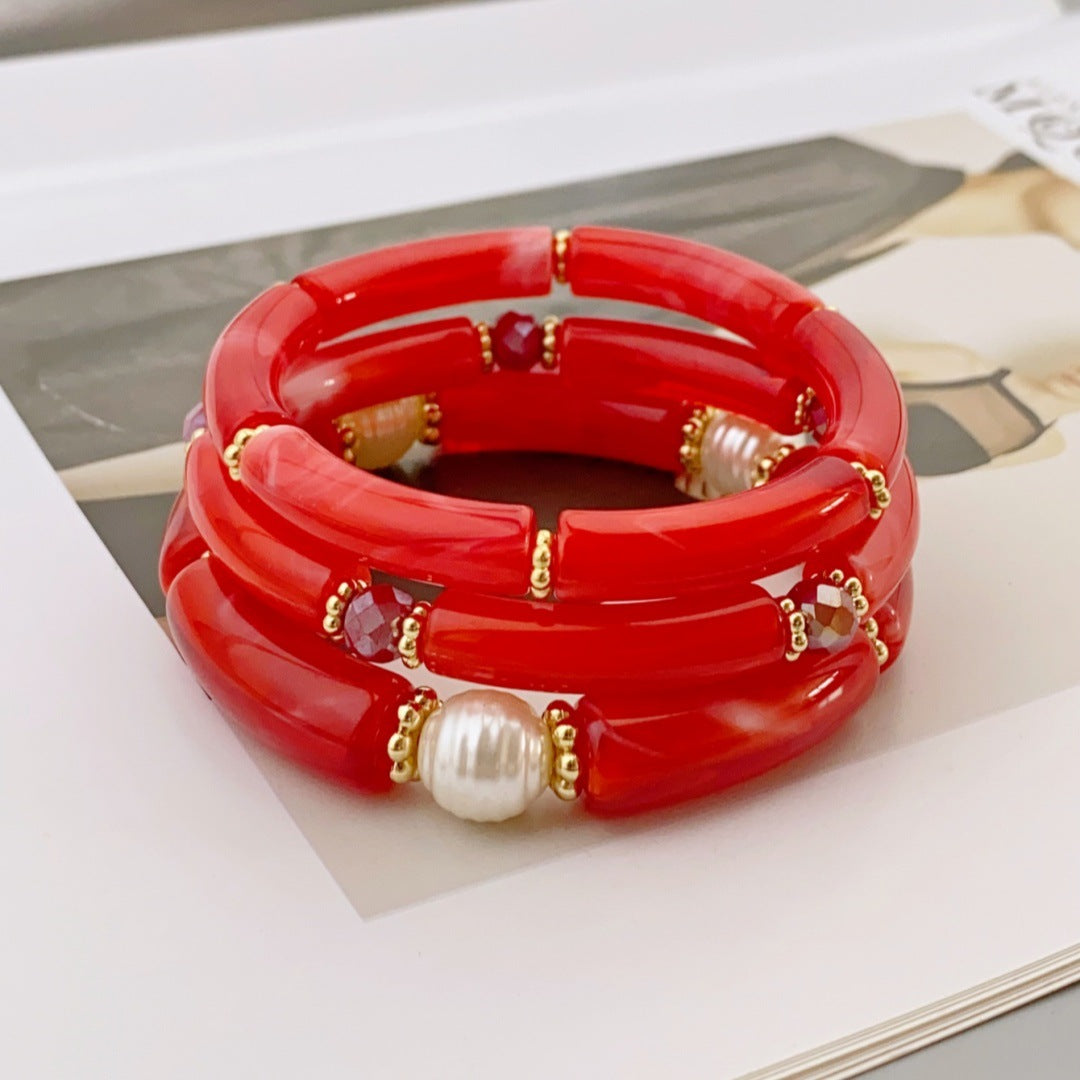 Fashion Simple Acrylic Beaded Ladies Elbow Bracelets