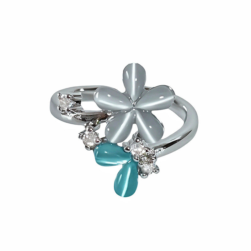 Glacier Blue Dream Cold Sea Enamel Butterfly Ring