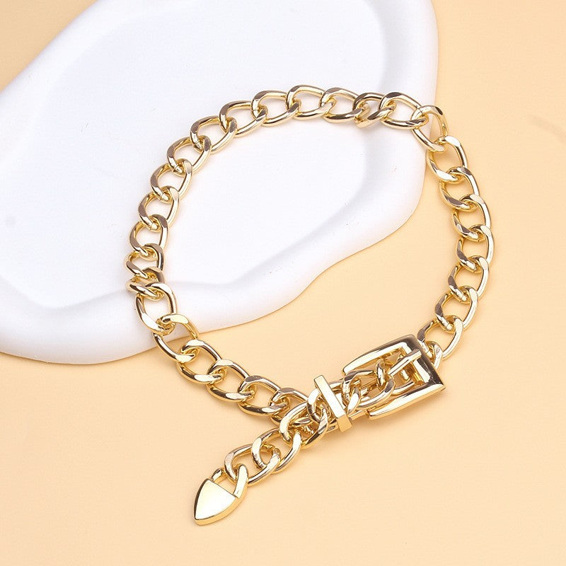 Thick Chain Buckle Clavicle Hip Hop Necklaces