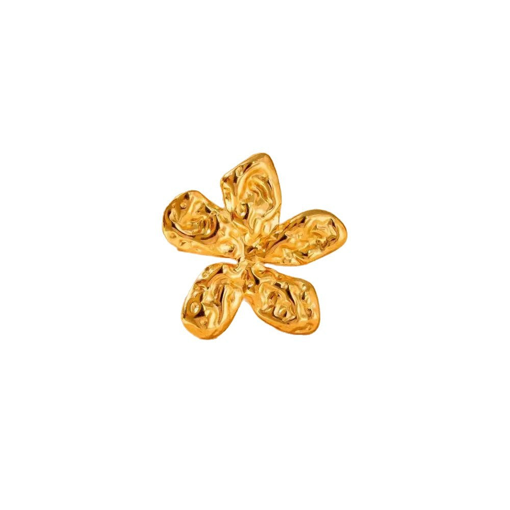 Style Flower Titanium Steel Female Personality Stylish Round Thread Gold Ring