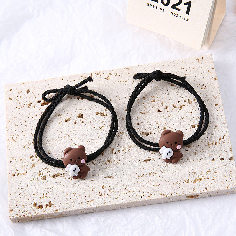 Cute Cartoon Couple Small Rubber Band For Boyfriend Bracelets