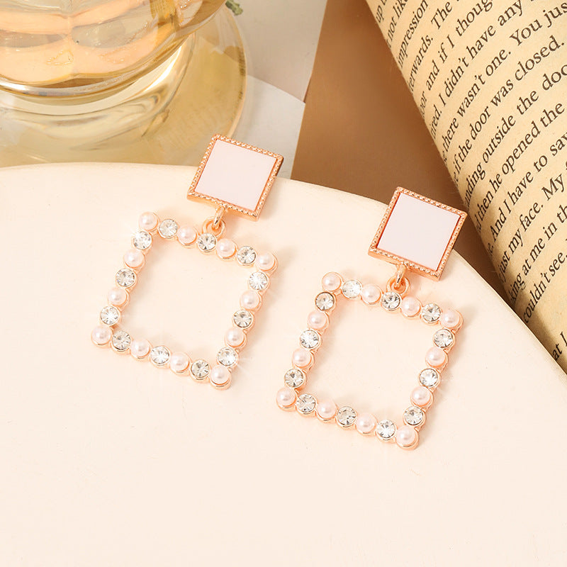 Simple Retro Sier Needle Pearl High Sense Ear Earrings