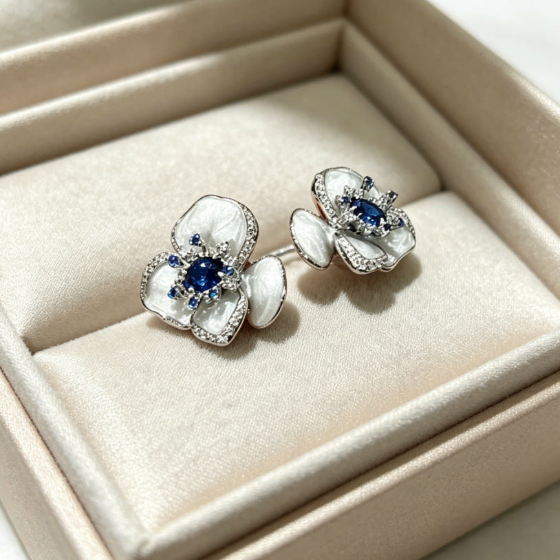 Temperament Inlaid Zircon Delicate Pearl High-grade Light Luxury Korean Style Stud Earrings