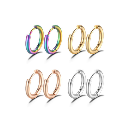 Titanium Steel Stainless Coil Fashion Circle Ear Earrings
