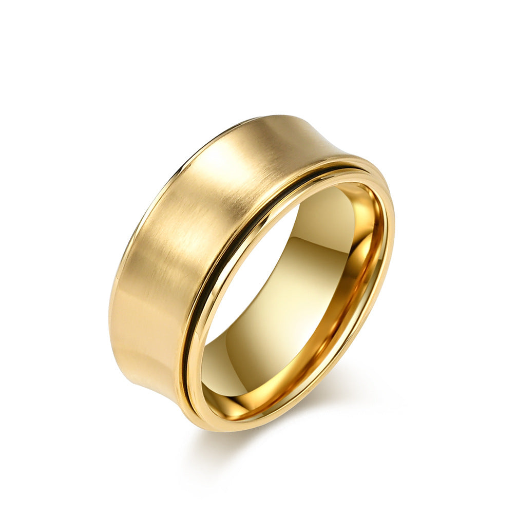 Men's Trendy Titanium Steel Lucky Concave Inner Ring