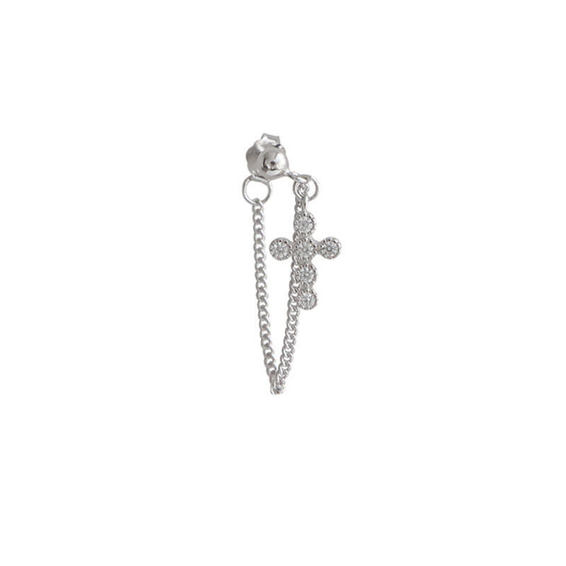 Selection Blue Diamond Cross Clip Personality Fashion Cool Korean Style Ear Buckle