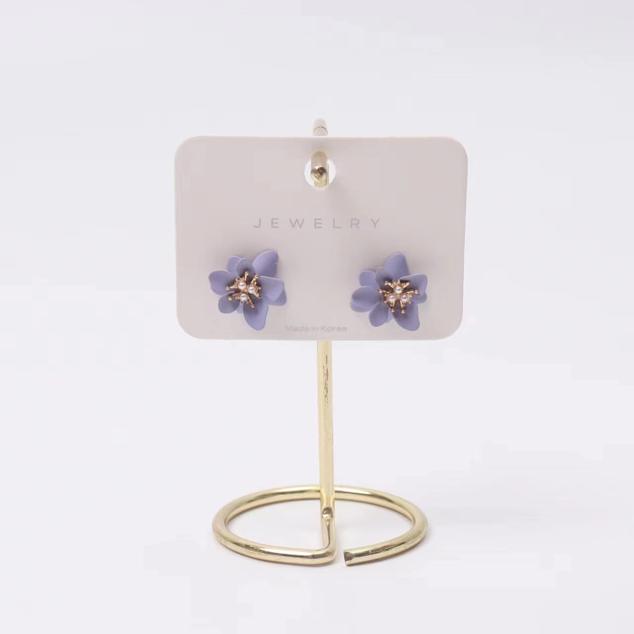 Sier Needle Fresh Purple Flower Super Fairy Niche Design Earrings