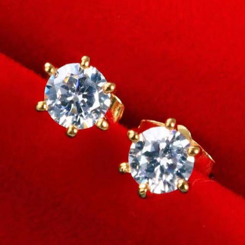 Brass Gold-plated Fancy Vietnam Placer Gold Rose Flower Hollow Fashion Stud Earrings