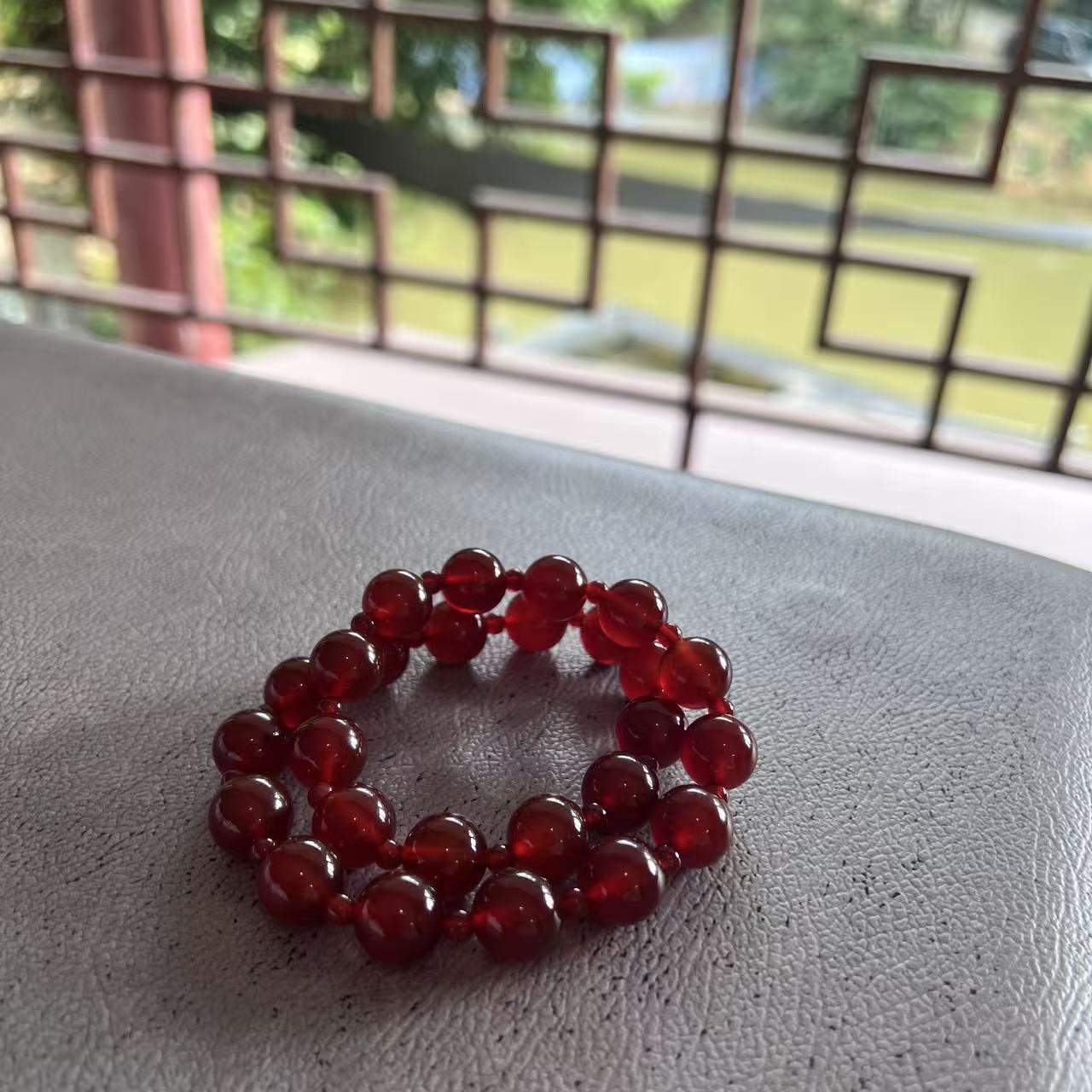 Red High Quality Natural Carnelian Agate Double Circle Bracelets