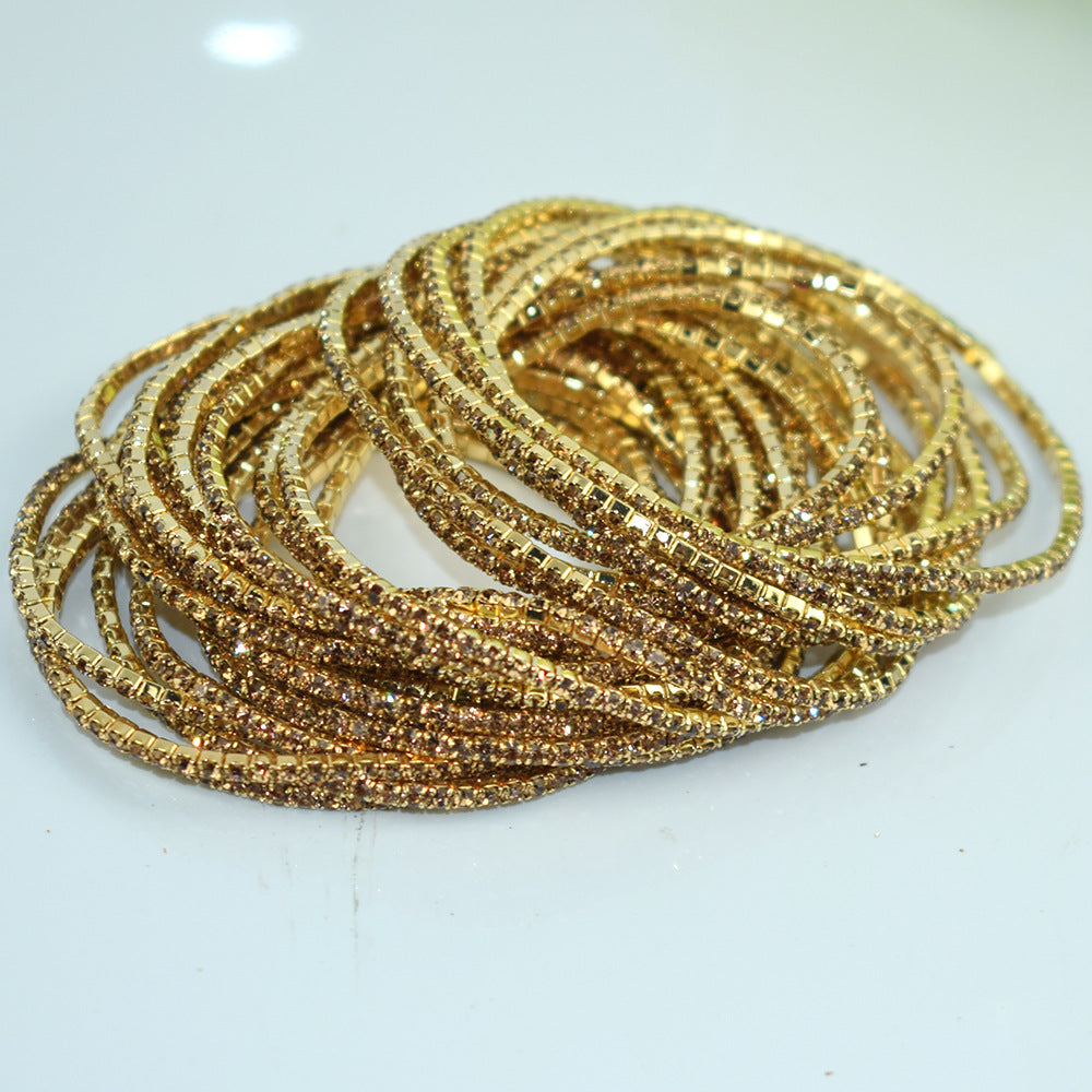 Single Row Indian Rhinestone Thin Stretch Full Bracelets