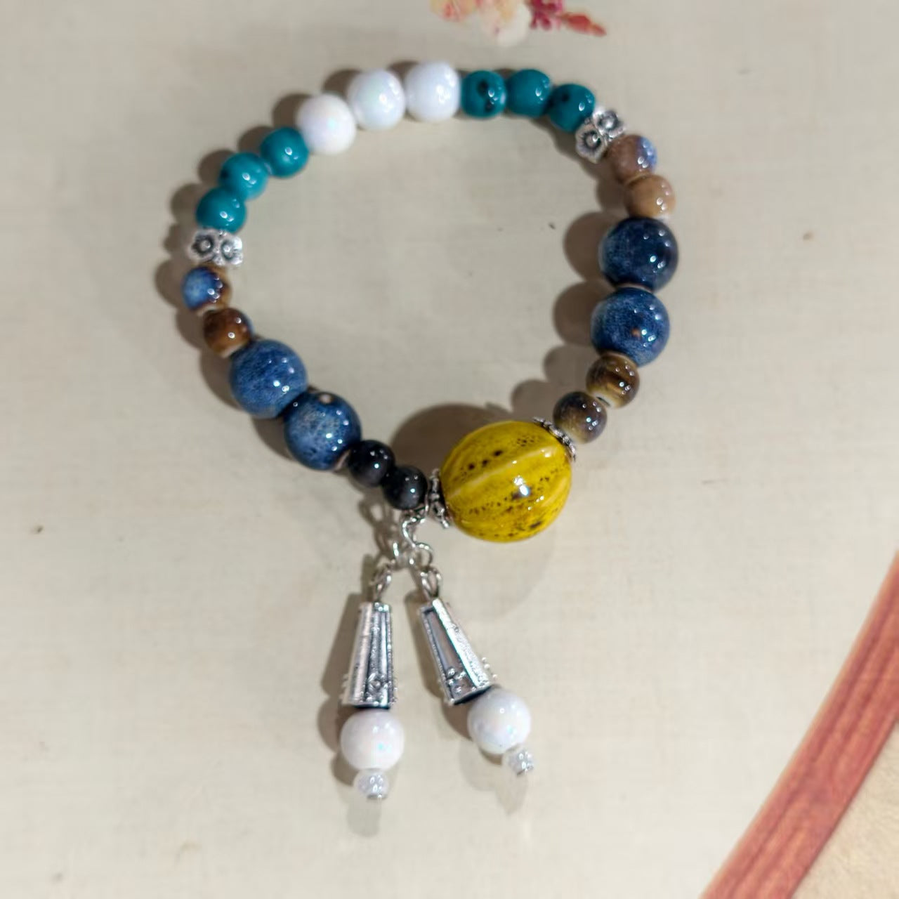 Artistic Handmade Ceramic Single Circle Ethnic Bracelet