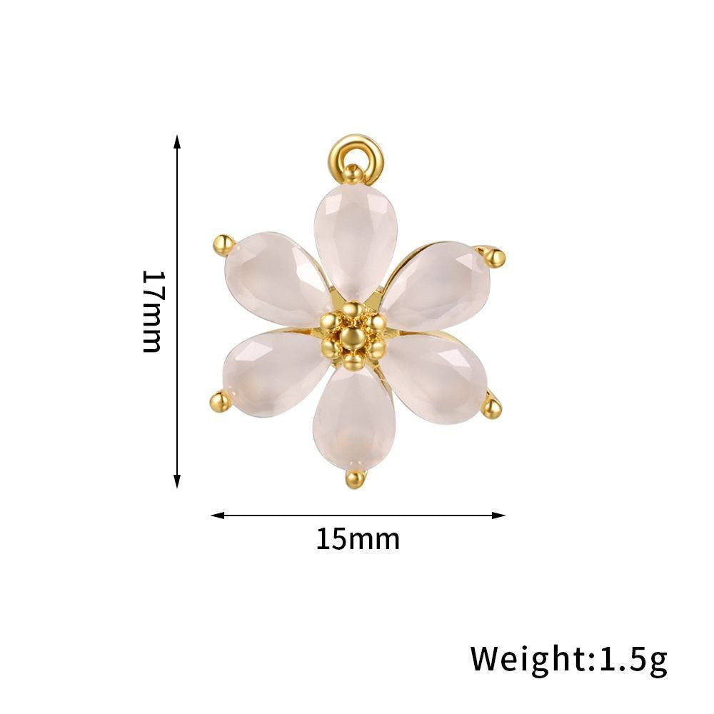 Flower Gold Protection Color Zirconium Copper Parts Earrings
