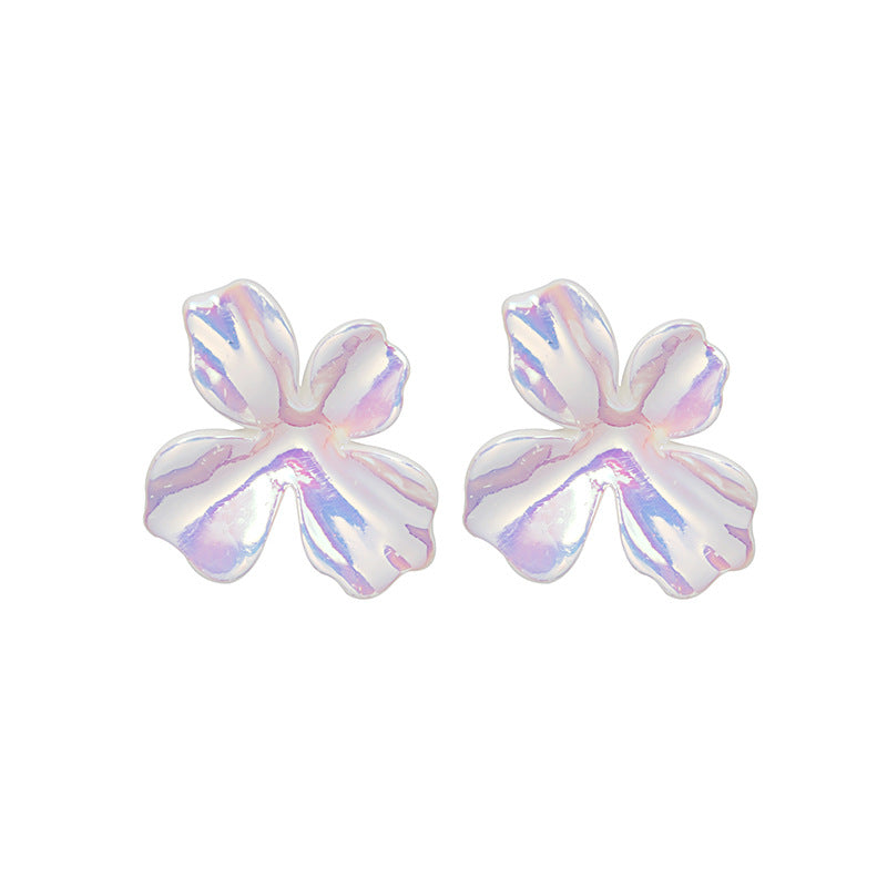 Sier Needle Fashion Simple Colorful Flower Trendy Stud Earrings