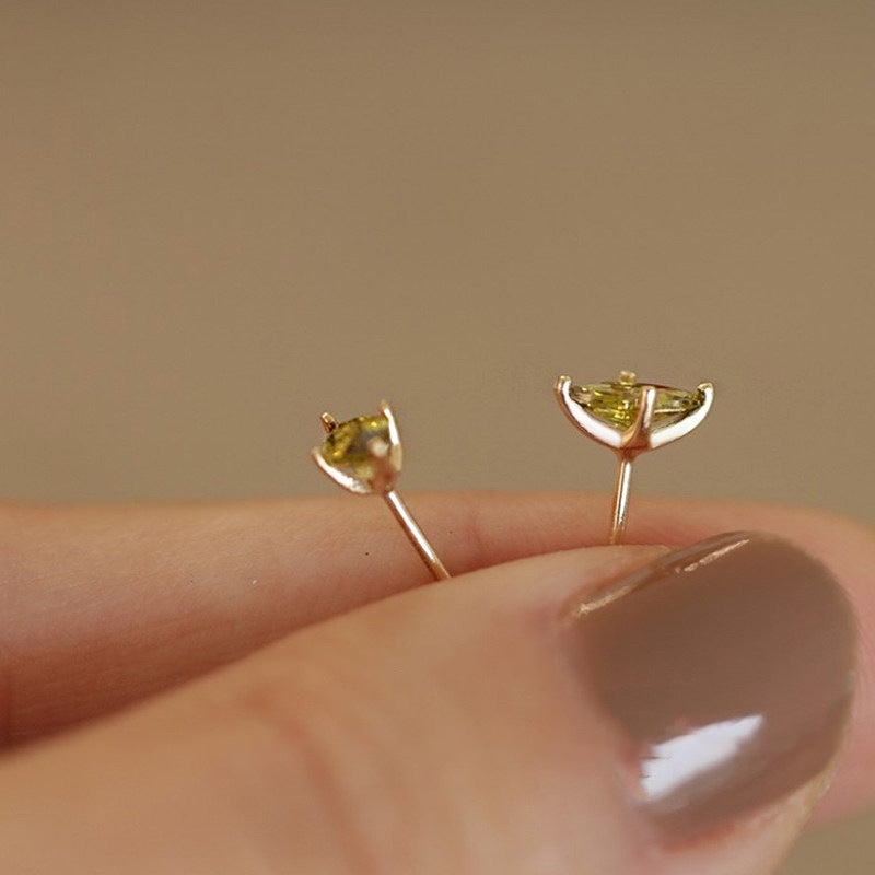 Women's Green Zircon Rhombic Ear For Light Luxury Stud Earrings