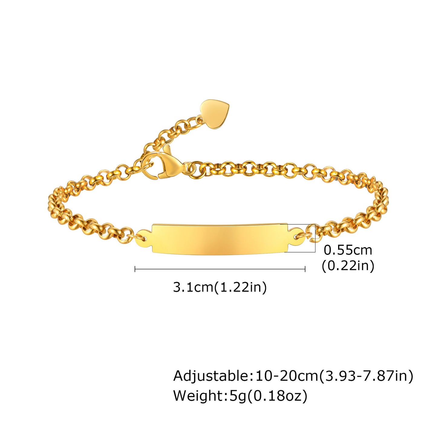 Women's & Children's Steel Curved Brace Lace Twist Chain Gold Bracelets