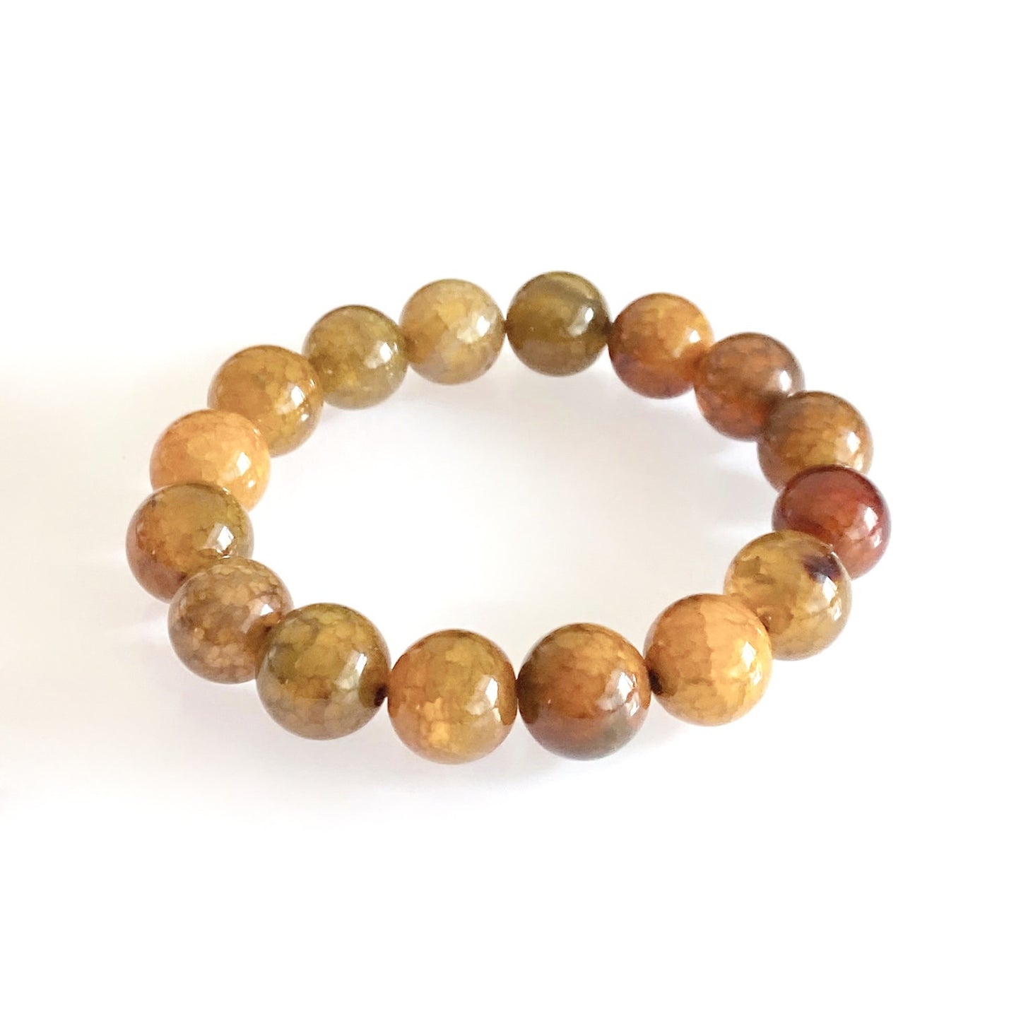Women's & Men's Dragon Pattern Agate Single Circle Round Beads Life Scale Texture Bracelet
