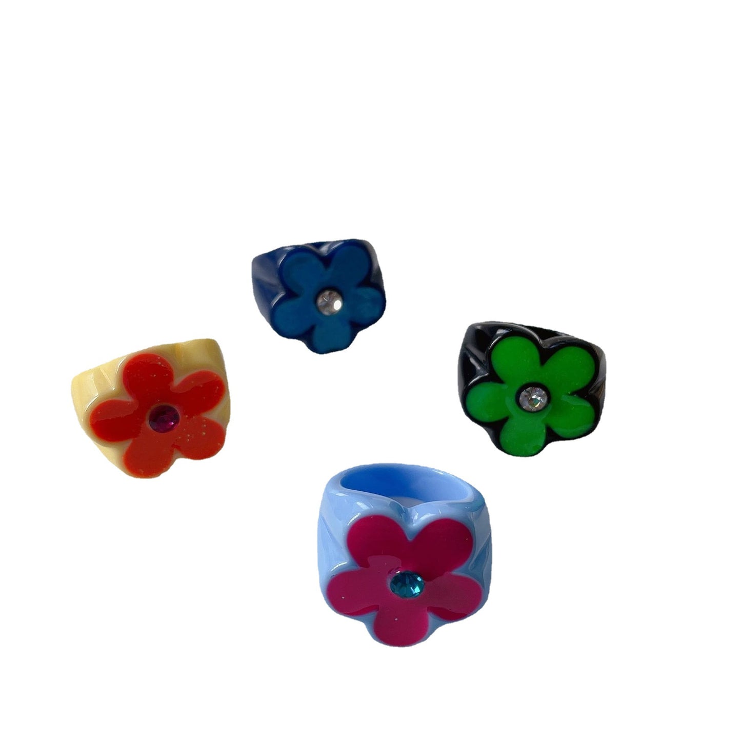 Petal Flower Female Illustration Dripping Fashionable Design Light Luxury Classic Ring