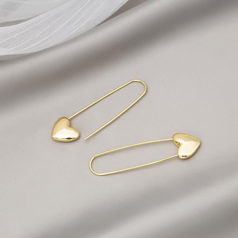 Heart Personalized Cold Style Peach Simple Long Earrings