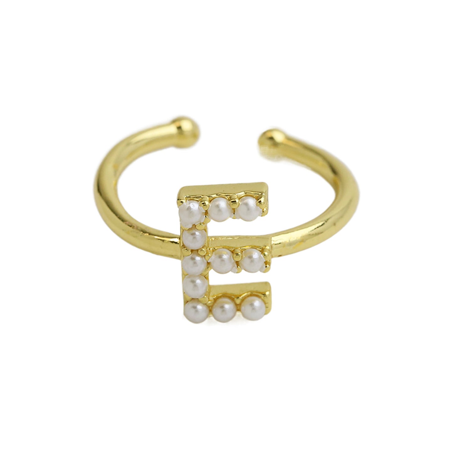 Women's Xi Brass Pearl English Letters Open Rings