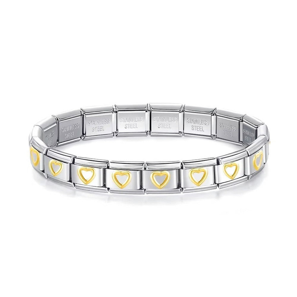 Steel Module Elastic Vacuum Plating Real Gold Bracelet