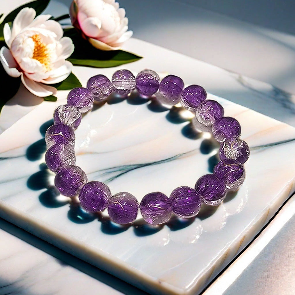 Purple Brushed Floral Beads Female Hand Toy Bracelet