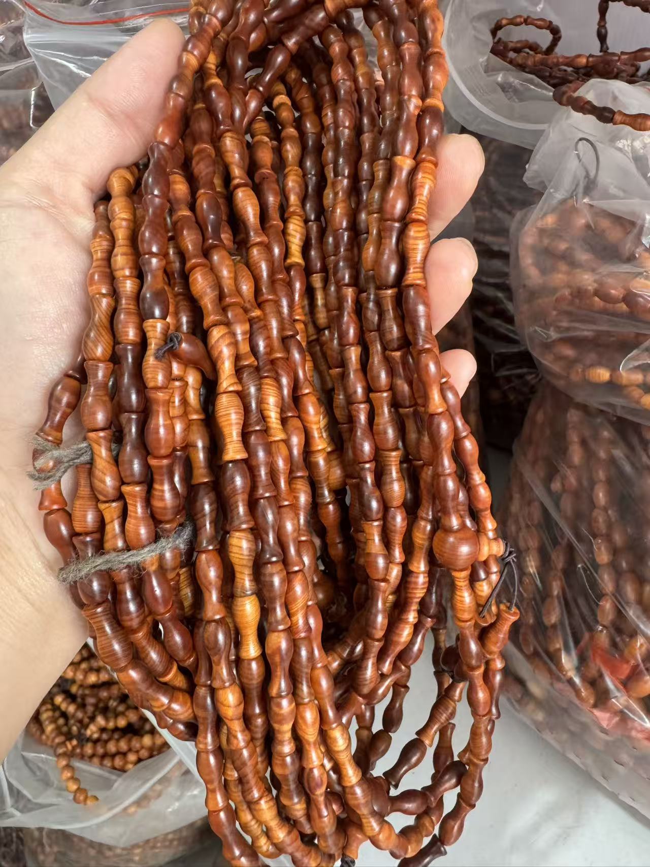 Black Oil High Density Wooden Prayer Beads Gentiana Pattern Bracelet