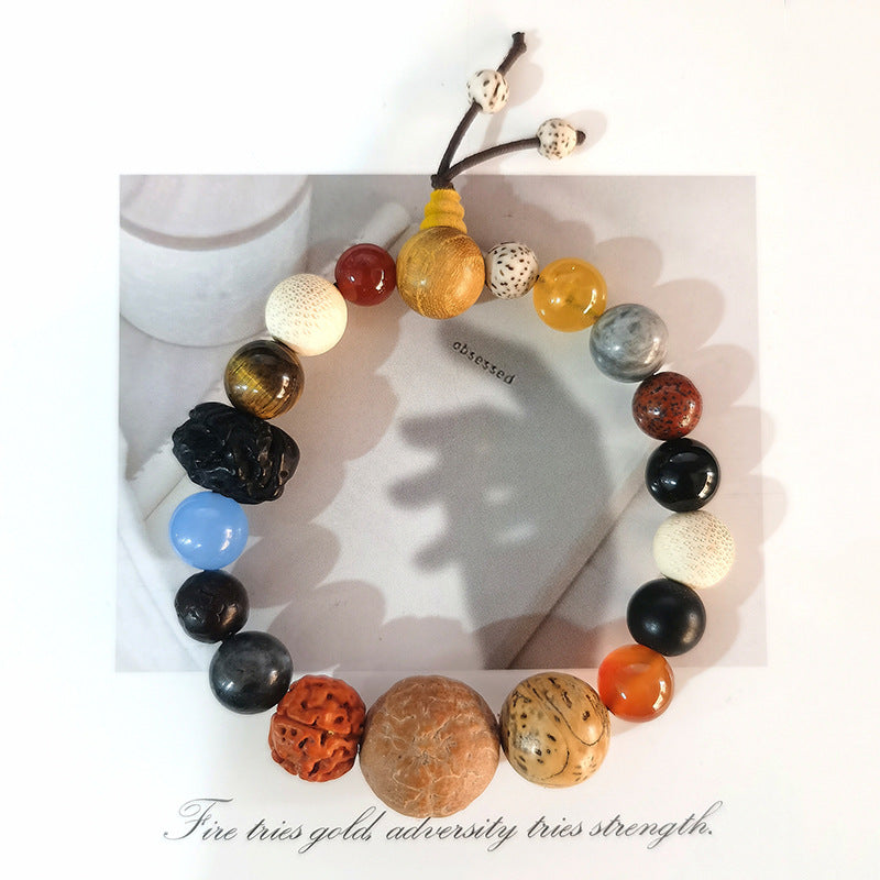 Women's & Men's Root White Jade Lotus Rosary Seed Scenic Bracelets