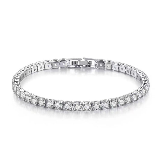 Star Color Stone White Crystal Love Zircon Square Sier Bracelet