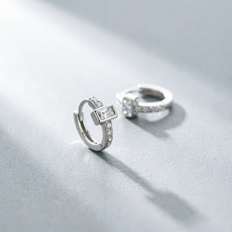 Women's Square Zircon Affordable Luxury Fashion Style High-grade Geometric Simple Earrings