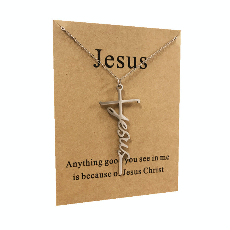 Stainless Steel Titanium Faith Power Letter Necklace