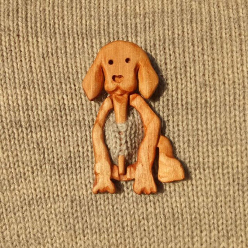 Wooden Brooch Winter Scarf Pin Animal Brooches