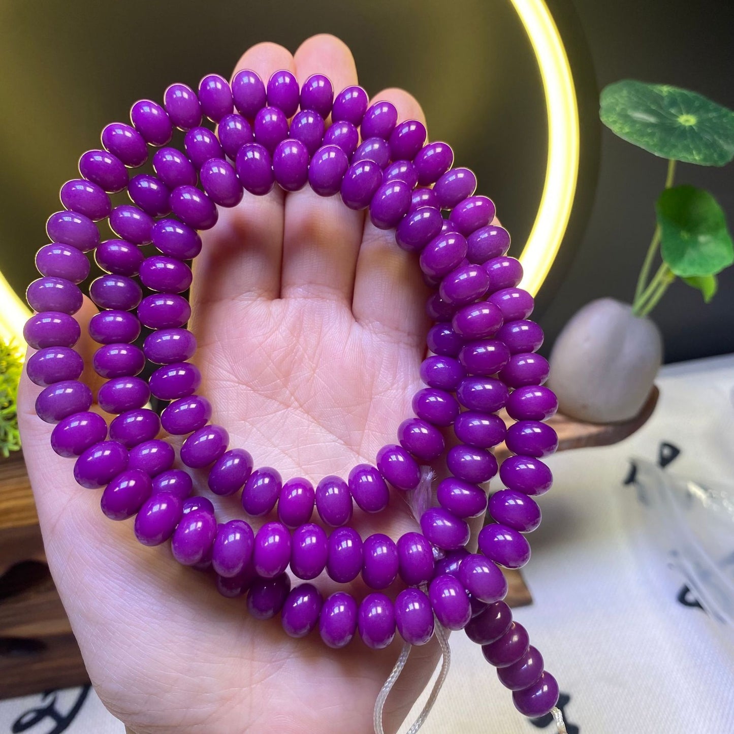 Dyed Grass Green Gray Jade Bodhi Root Beads Bracelets