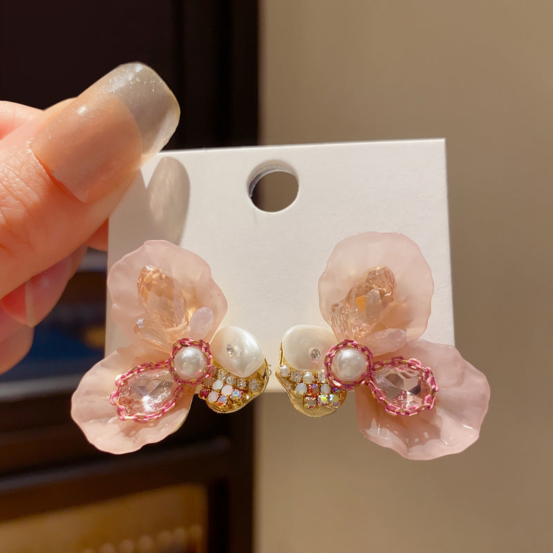 Flower Sweet Fresh Elegant Light Luxury Stud Earrings