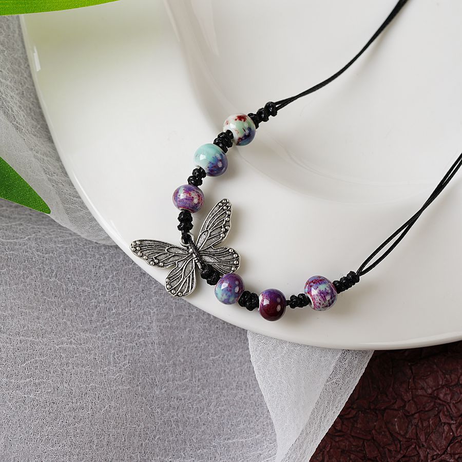 Made Retro Ceramic Butterfly Female Ethnic Necklaces