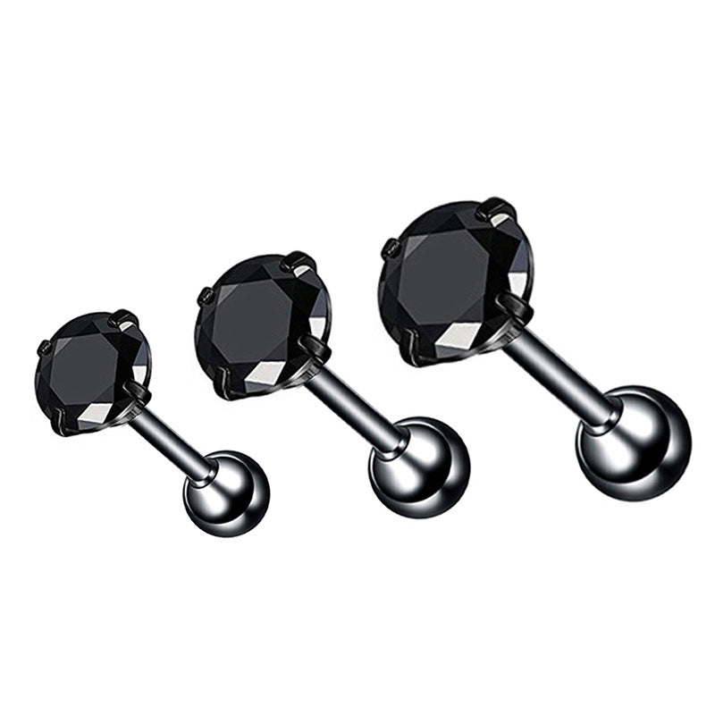 Men's Stainless Steel Zircon Korean Rhinestone Fashion Ear Earrings