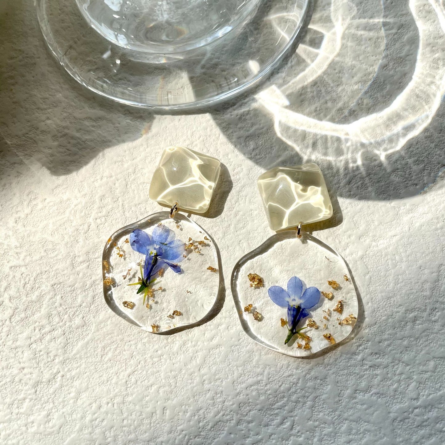Romantic Retro Epoxy Dried Flowers Sweet Water Ripple Sense Earrings
