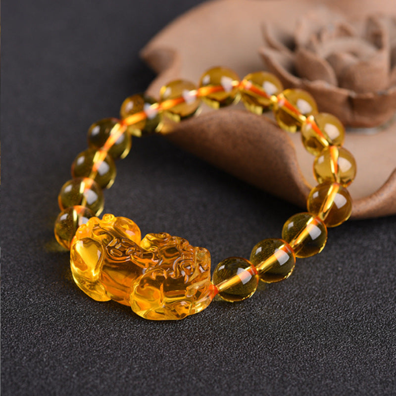 Wu Brazil Citrine Pi Single Circle Male Female Matching Bracelet