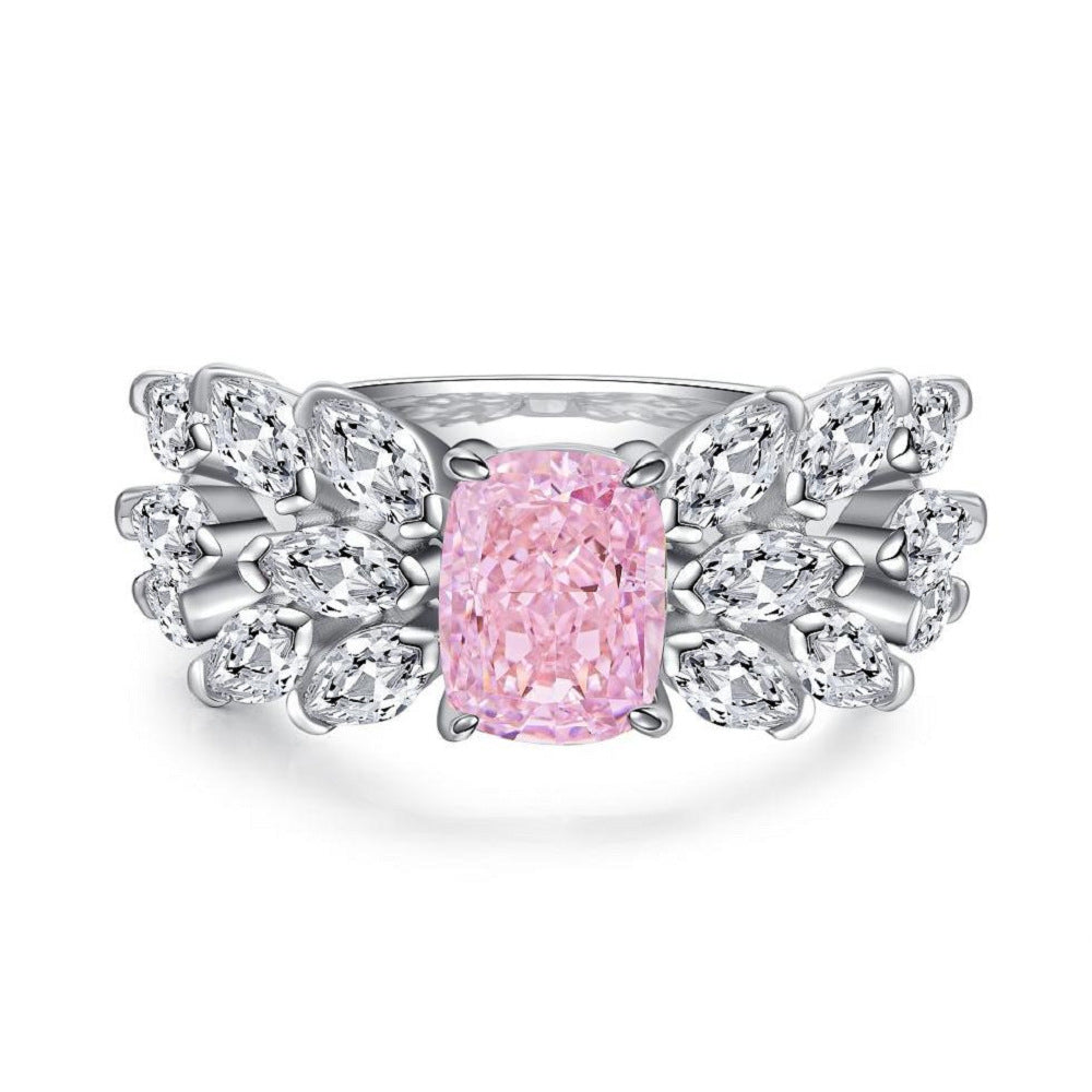 Ice Flower Cut Female Pink Diamond Rings