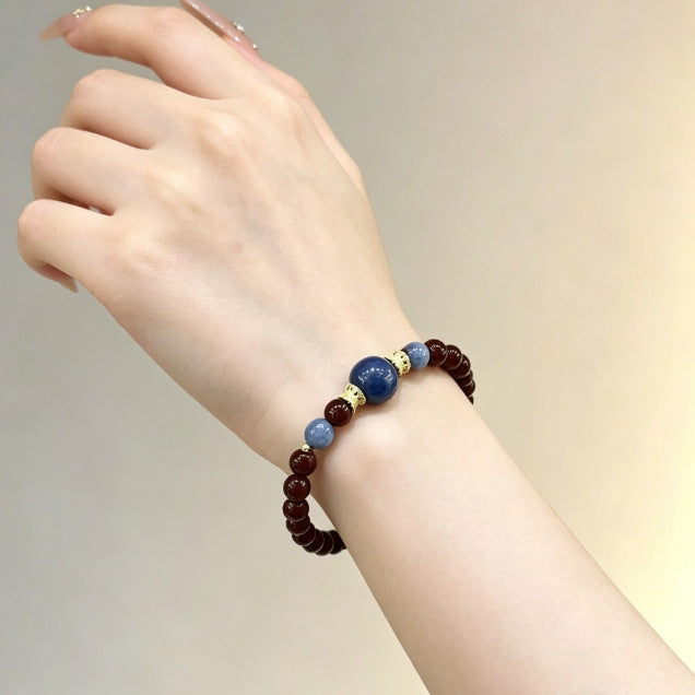 Women's Crystal Garnet Twin Wine Red Chinese Style Bracelet