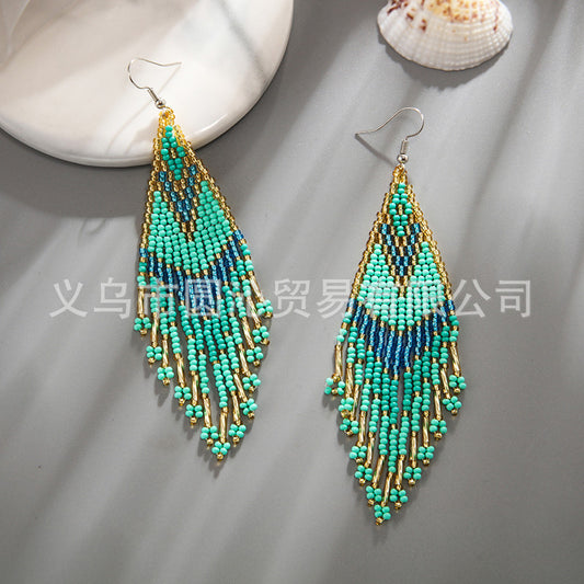 Colorful Bohemian Bead Female Niche Ethnic Style Earrings