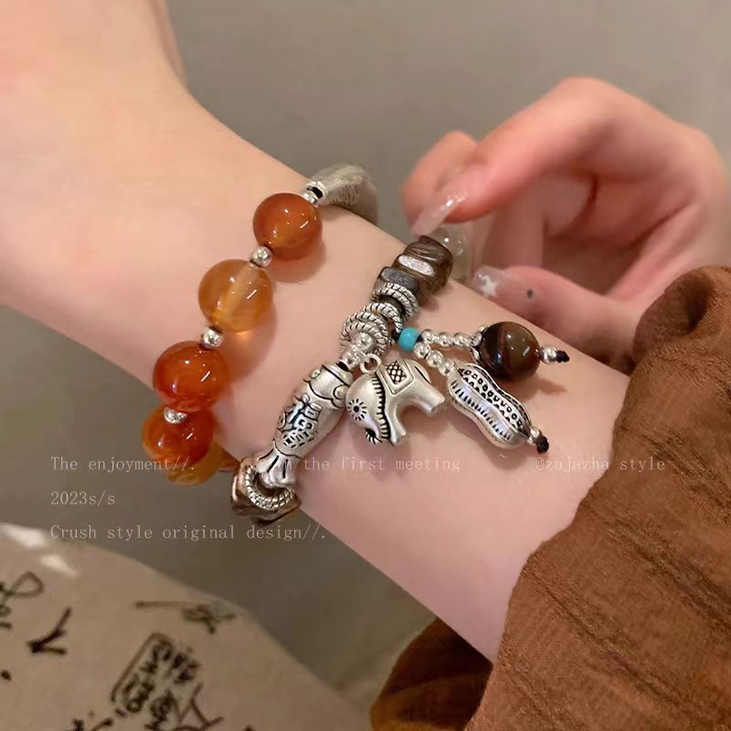 Style Lucky Elephant Beaded Female Tibetan Ethnic Retro Design Bracelet