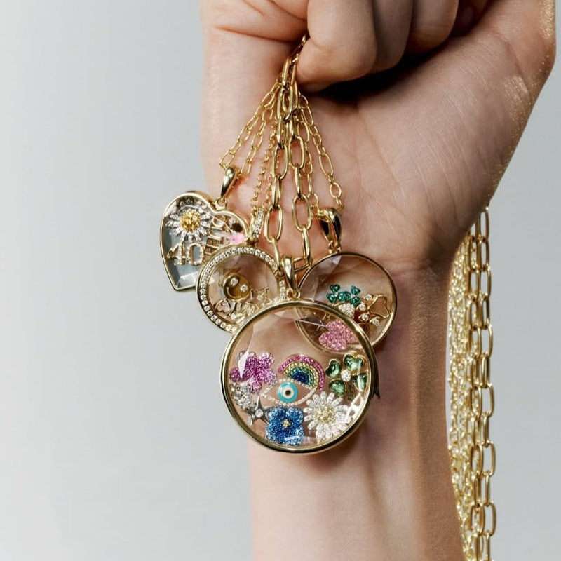 Personality Box Items Can Be Opened Closed Hollow Design Transparent Pendants